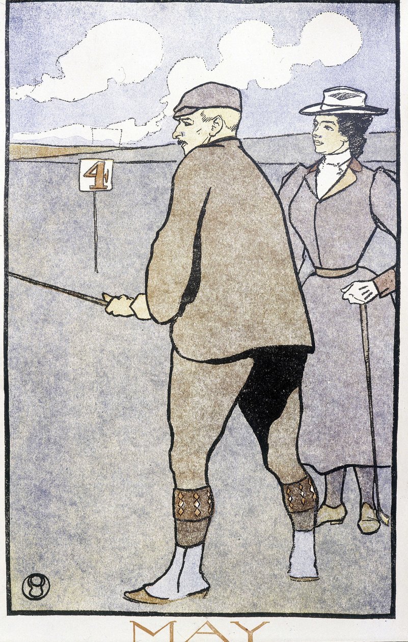 Pár hrající golf - v "" Golfovém kalendáři"" od Edwarda Penfielda od Edward Penfield