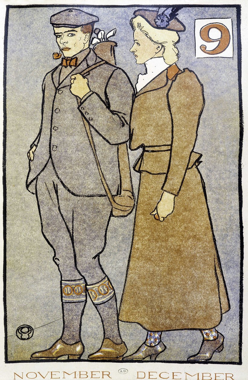 Golfový pár – v „“ Golfovém kalendáři““ od Edwarda Penfielda od Edward Penfield