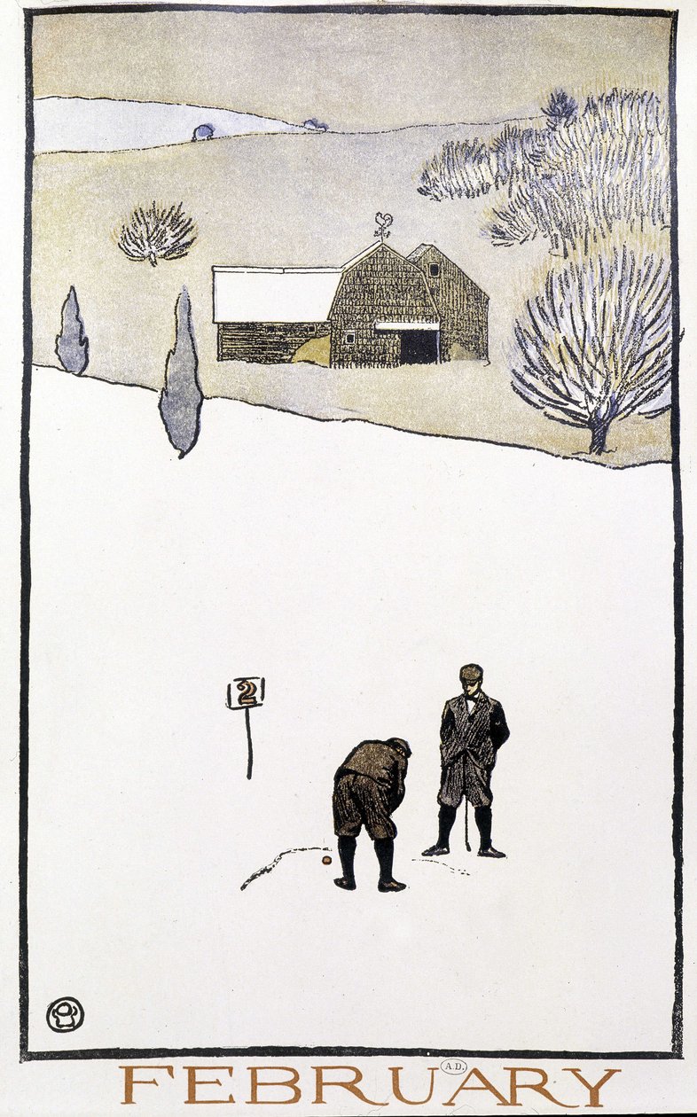 Golf in the Snow - v "" Golf Calendar"" od Edwarda Penfielda od Edward Penfield