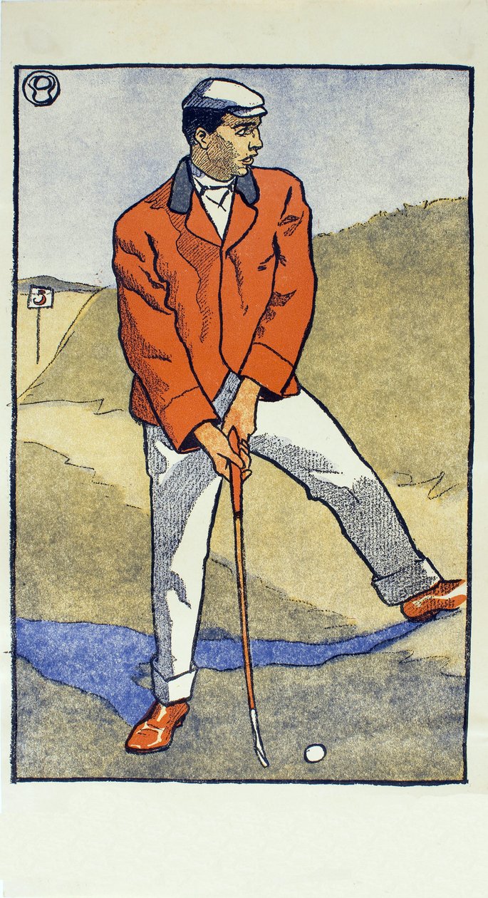 Červen/červenec, detail z roku 1931 Golfový kalendář, nakl. 1931 od Edward Penfield