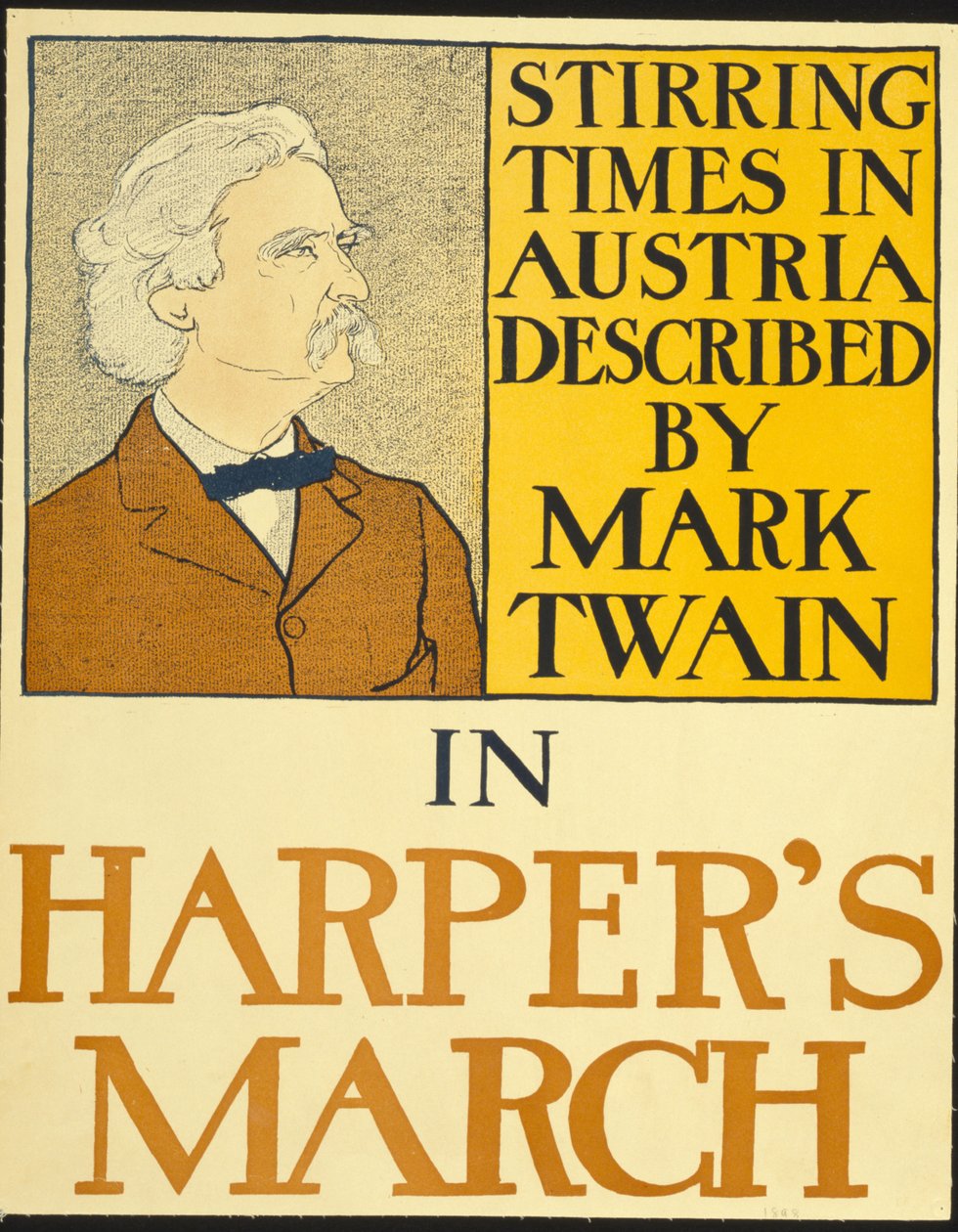 Mark Twain v Harperově vydání z března 1898 (litografie) od Edward Penfield
