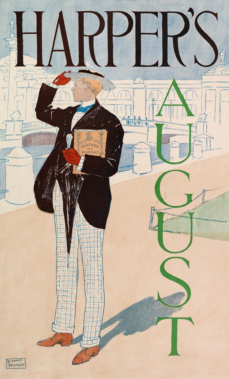 Plakátová reklama Harpers New Monthly Magazine, srpen 1893 (barevná litografie) od Edward Penfield