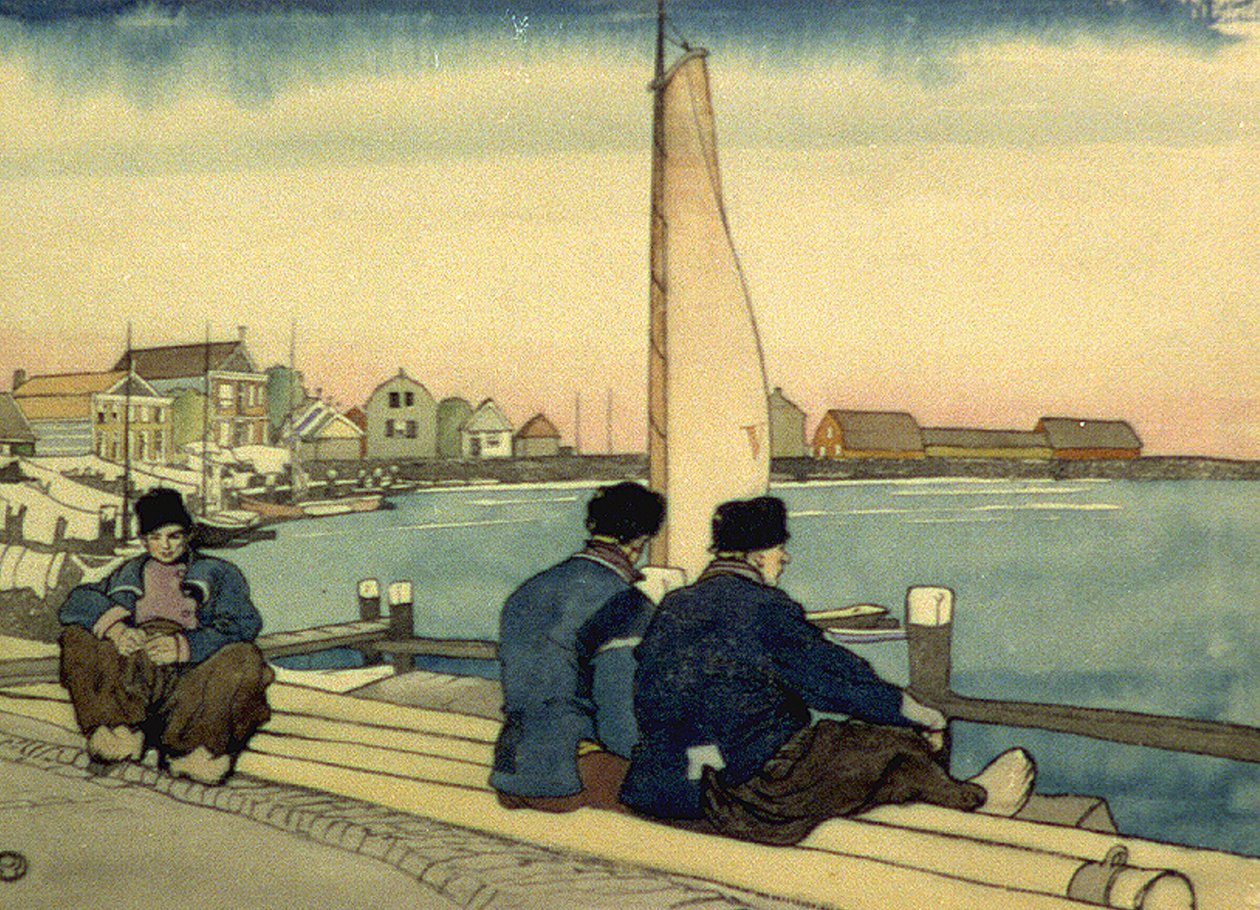 Akvarel Čekání na vítr a příliv od Edwarda Penfielda od Edward Penfield