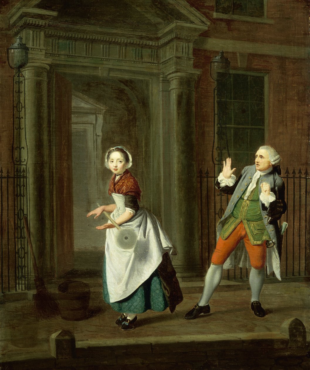 Dobře oblečená sluha točí svůj mop, c1764 od Edward Penny