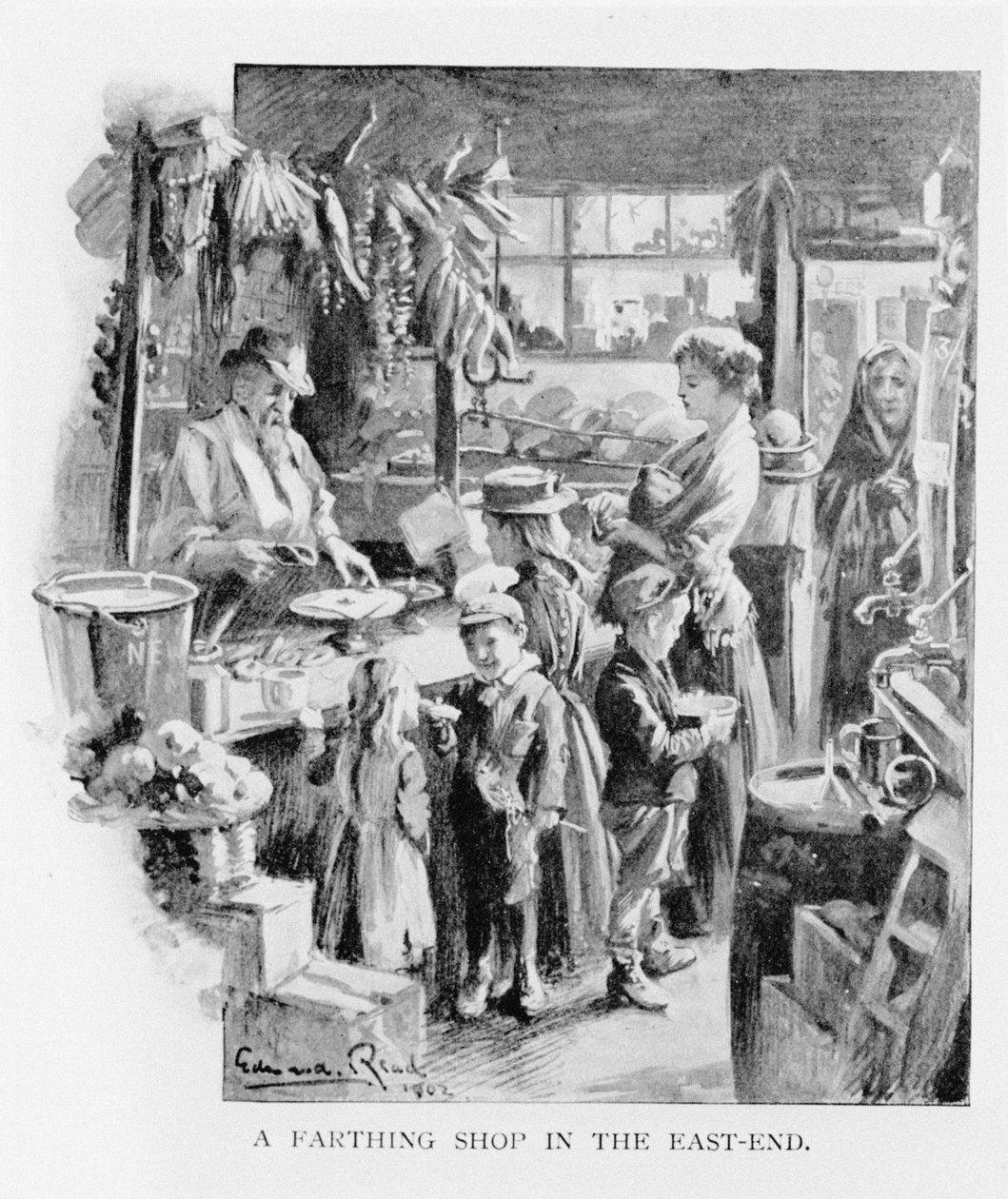 Farthing Shop v East Endu, 1902 od Edward Read