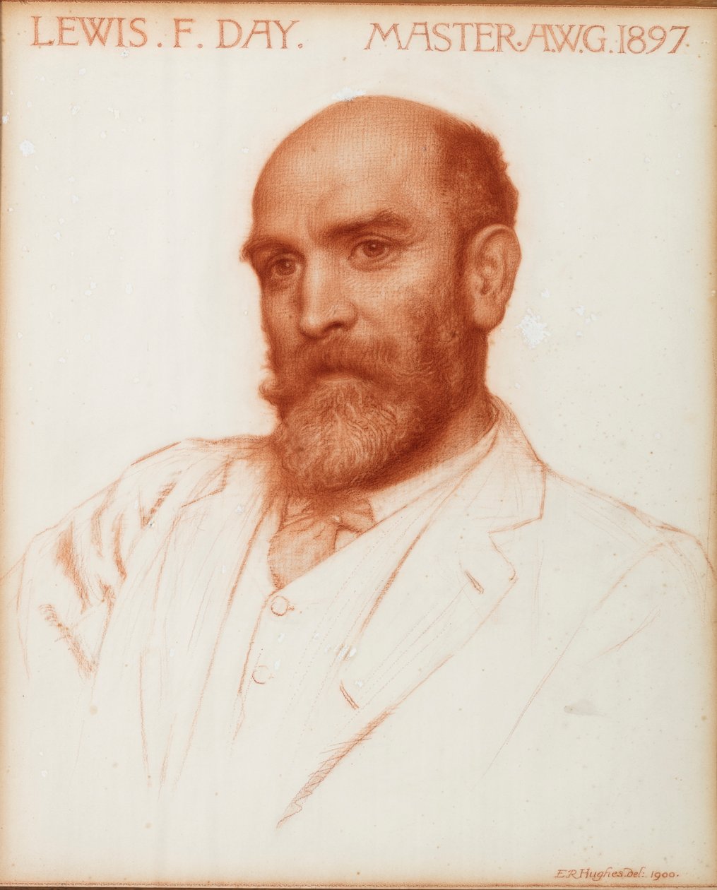 Lewis Foreman Day (1845-1910) návrhář, mistr cechu uměleckých dělníků v roce 1897, 1900 (červená křída na papíře) od Edward Robert Hughes