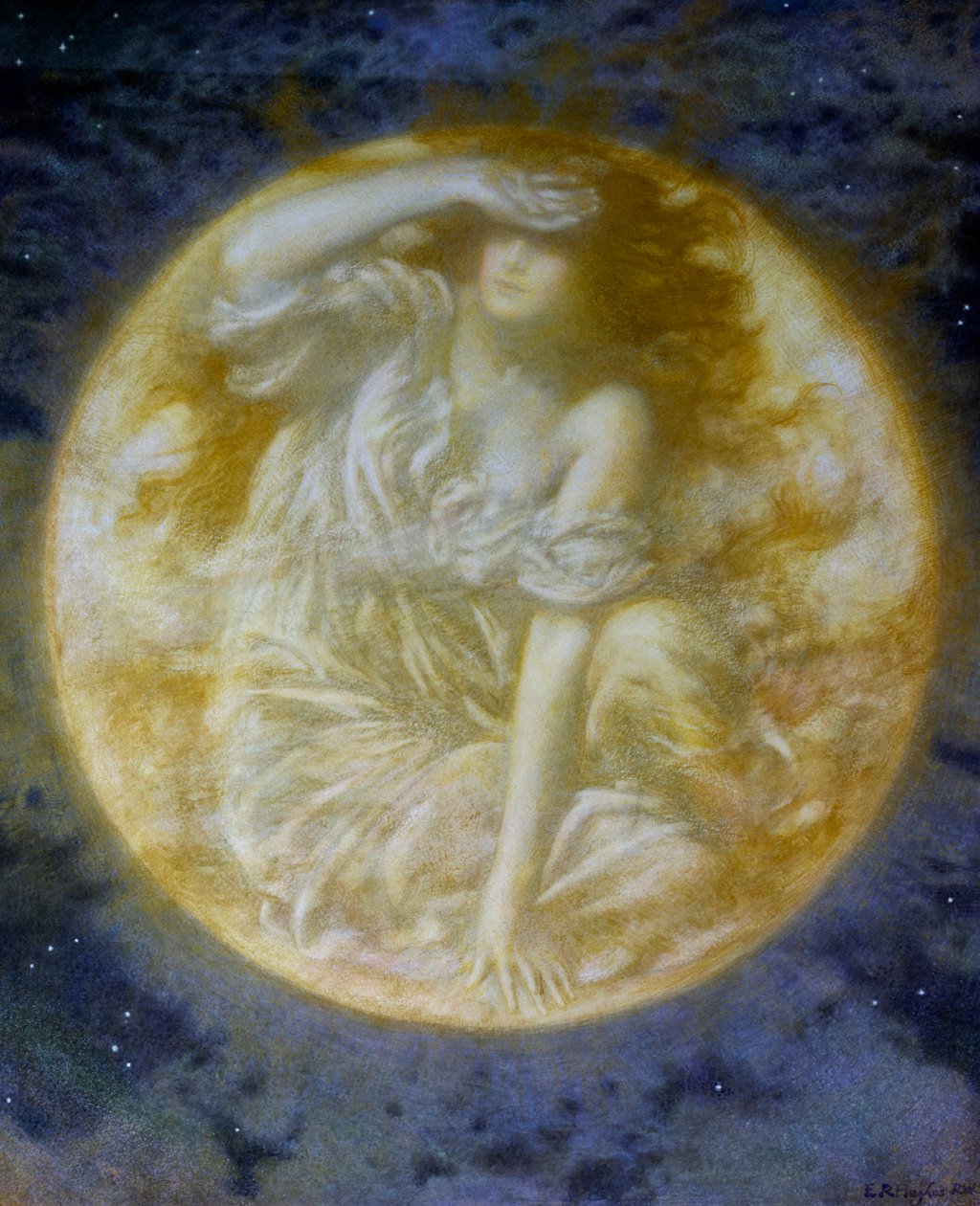 "Zářivý měsíc" Obraz, Edward Robert Hughes (1851-1914) (preraphaelite) Soukromá sbírka od Edward Robert Hughes