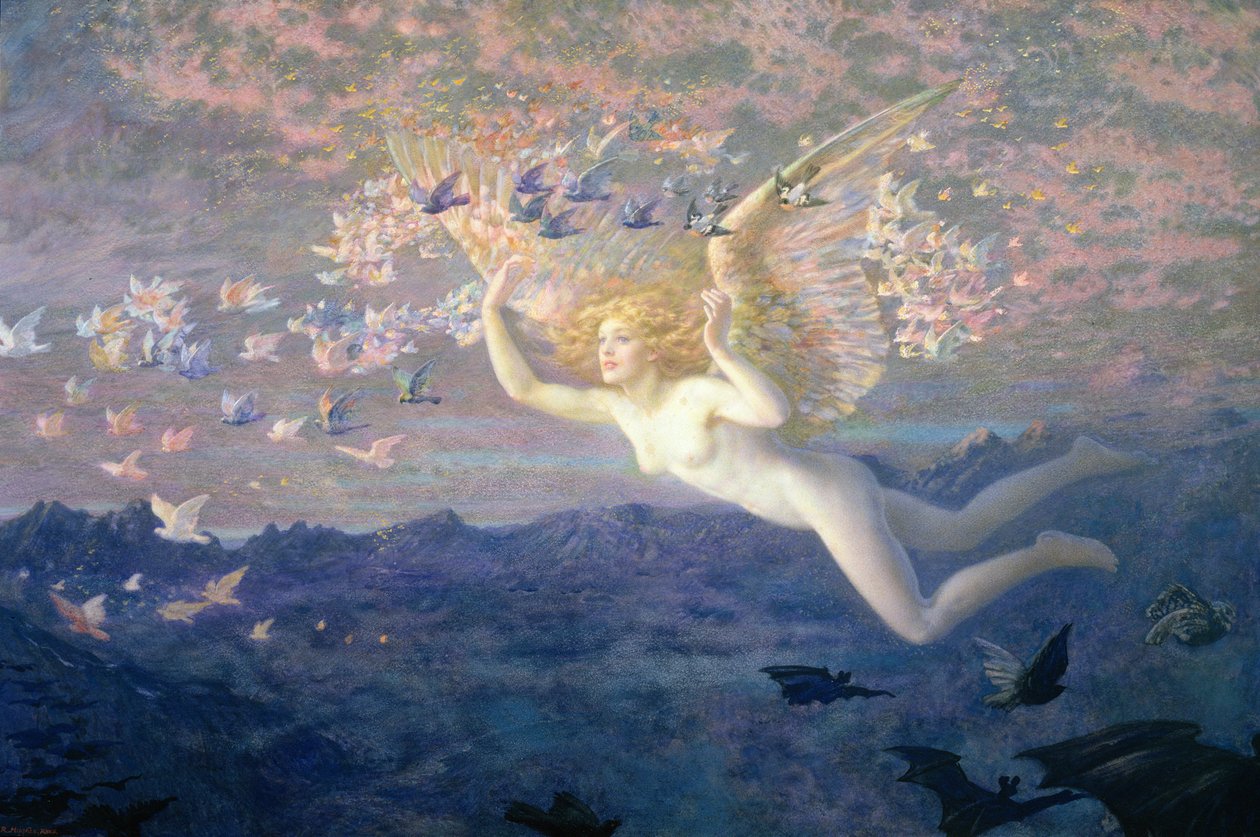 On the Wings of the Morning, 1905 (Wc zvýšené o barvu karoserie a zlatý lak) od Edward Robert Hughes
