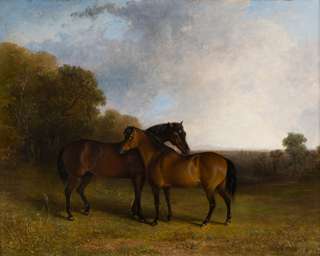 Dva lovci v krajině, cca 1830-99 (olej na plátně) od Edward Robert Smythe