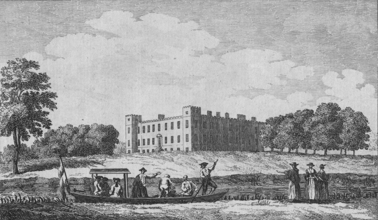 Syon House, při pohledu z protějšího kostela Isleworth, c1760 od Edward Rooker