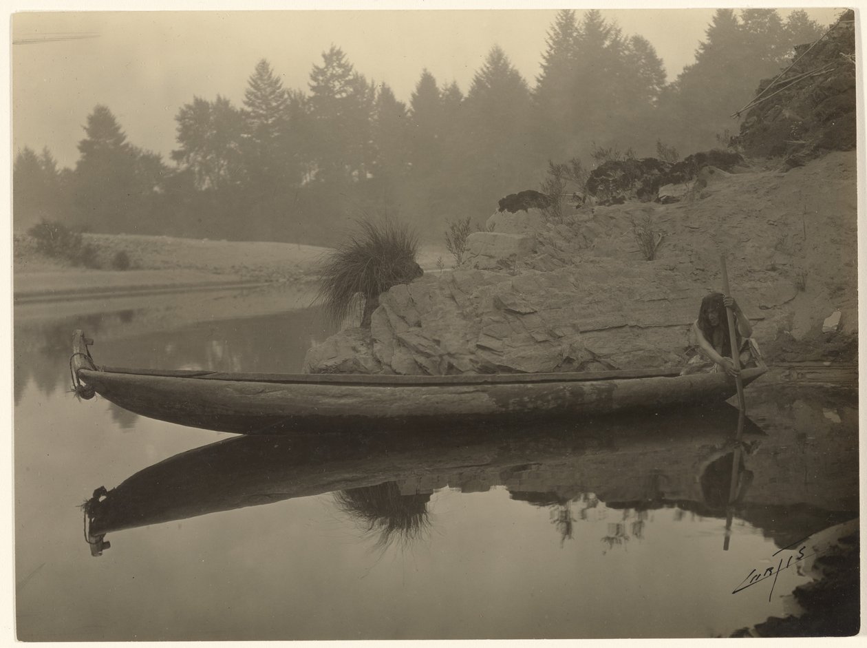 Rybaření z kánoe – Hupa od Edward S. Curtis