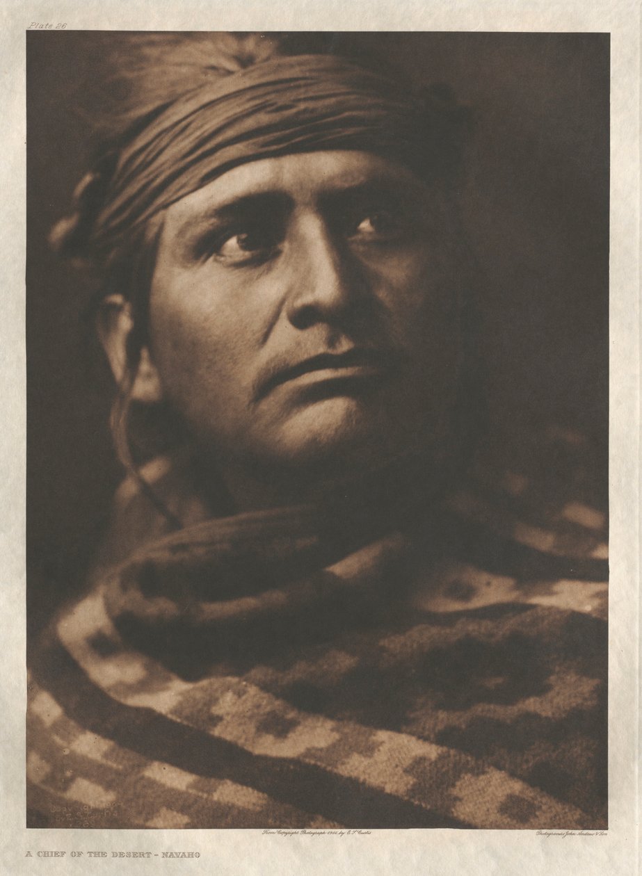 Portfolio I, deska 26: Náčelník pouštního kmene Navaho od Edward S. Curtis