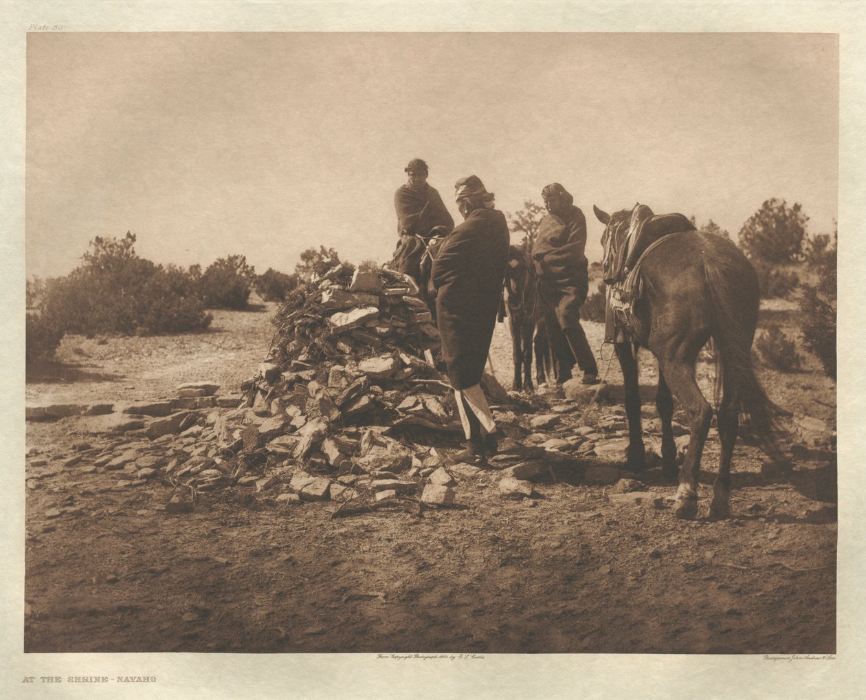 Portfolio I, deska 30: Ve svatyni - Navaho od Edward S. Curtis