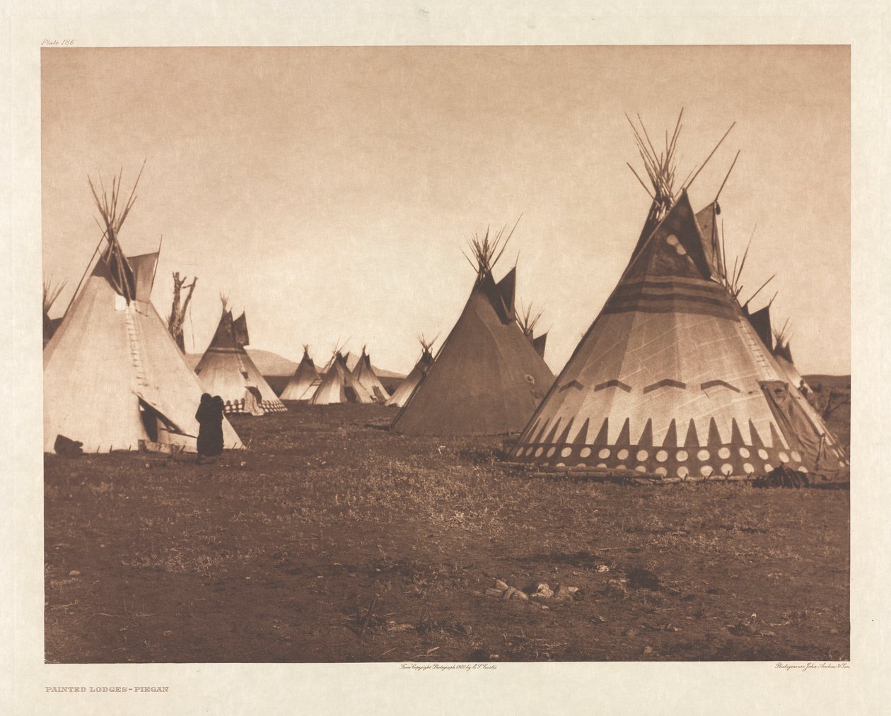Portfolio VI, deska 186: Painted Lodges--Piegan od Edward S. Curtis