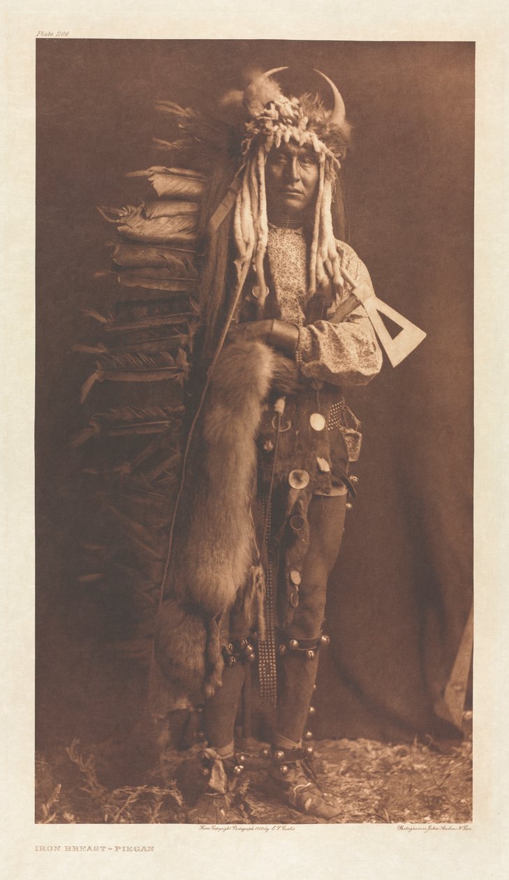 Portfolio VI, talíř 206: Železná prsa - Piegan od Edward S. Curtis