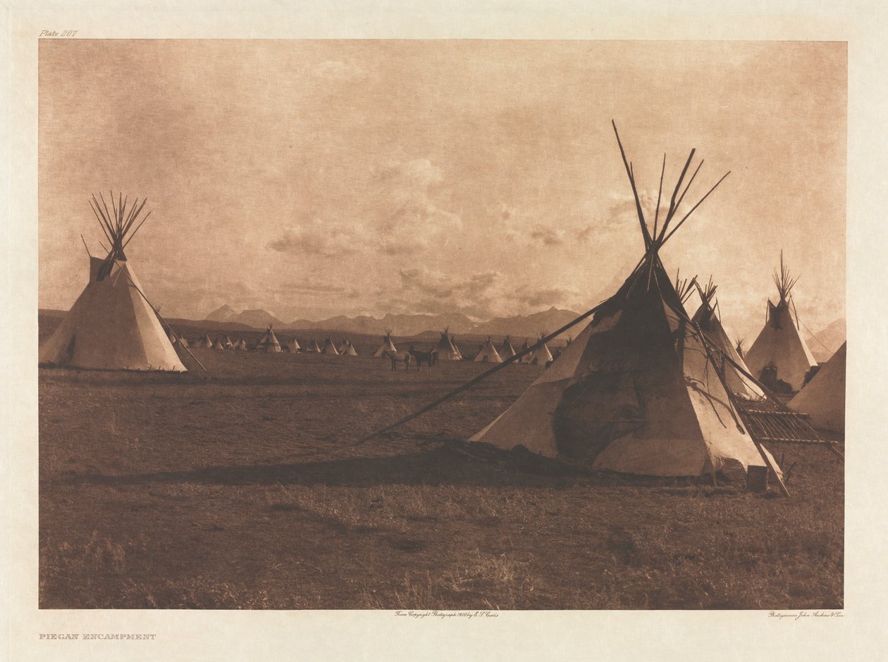 Portfolio VI, deska 207: Pieganův tábor od Edward S. Curtis