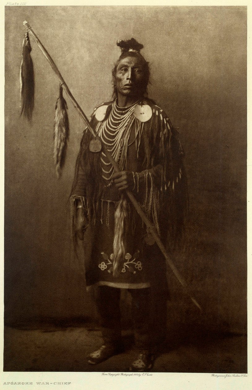 Američtí Indiáni: Portrét válečníka Apsaroke od Edward Sheriff Curtis