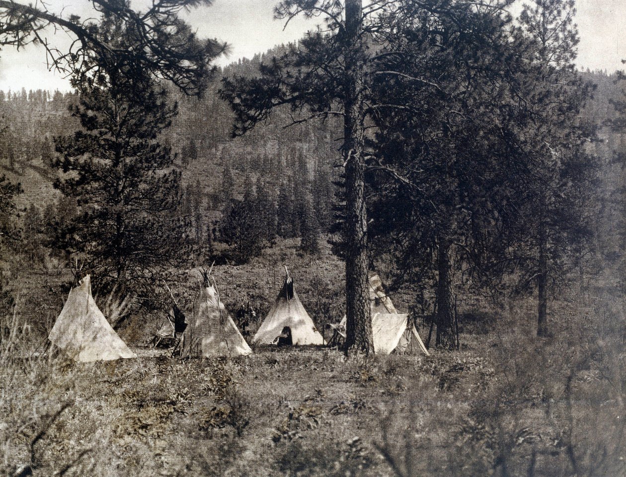 Indián Ameriky: tábor indiánů spokane od Edward Sheriff Curtis