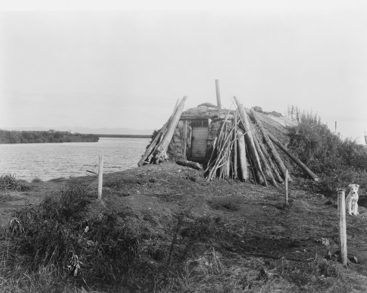Na řece Selawik, kolem roku 1929 (černobílá fotografie) od Edward Sheriff Curtis