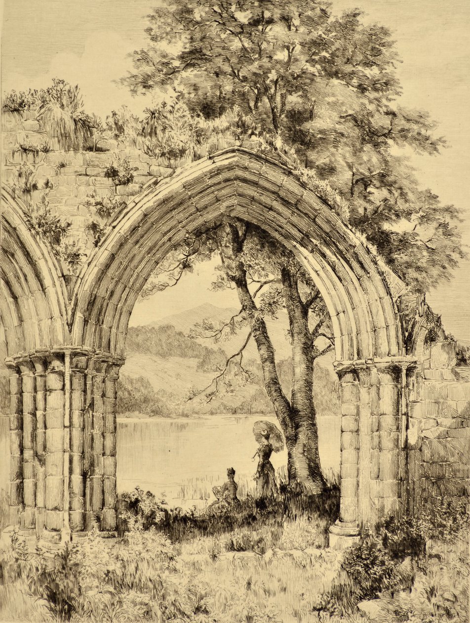 The Forth: Lake of Menteith z převorství Inchmahome, kolem roku 1880 (lept) od Edward Slocombe