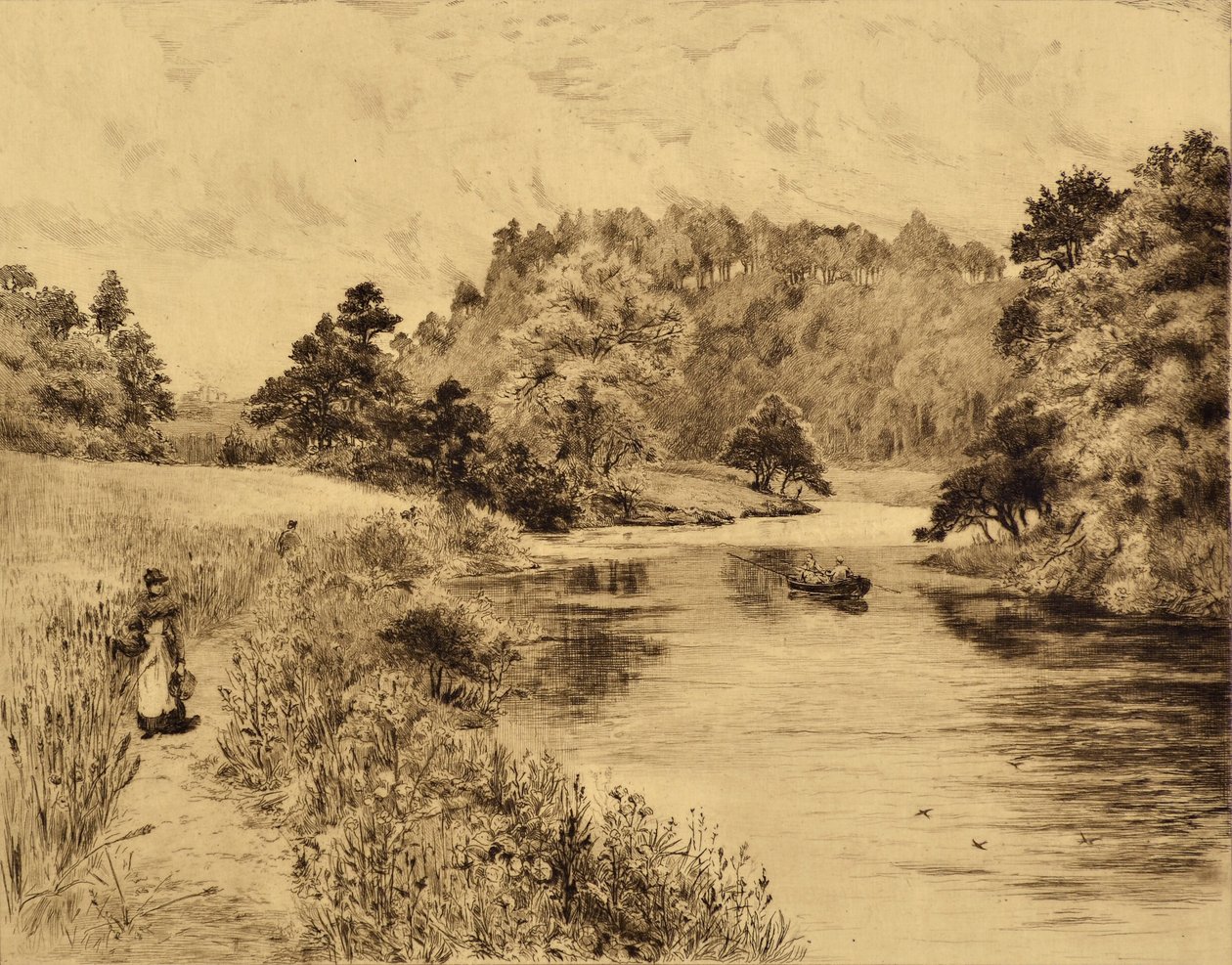 The Wear: The Wear Near Durham, c.1880 (lept) od Edward Slocombe