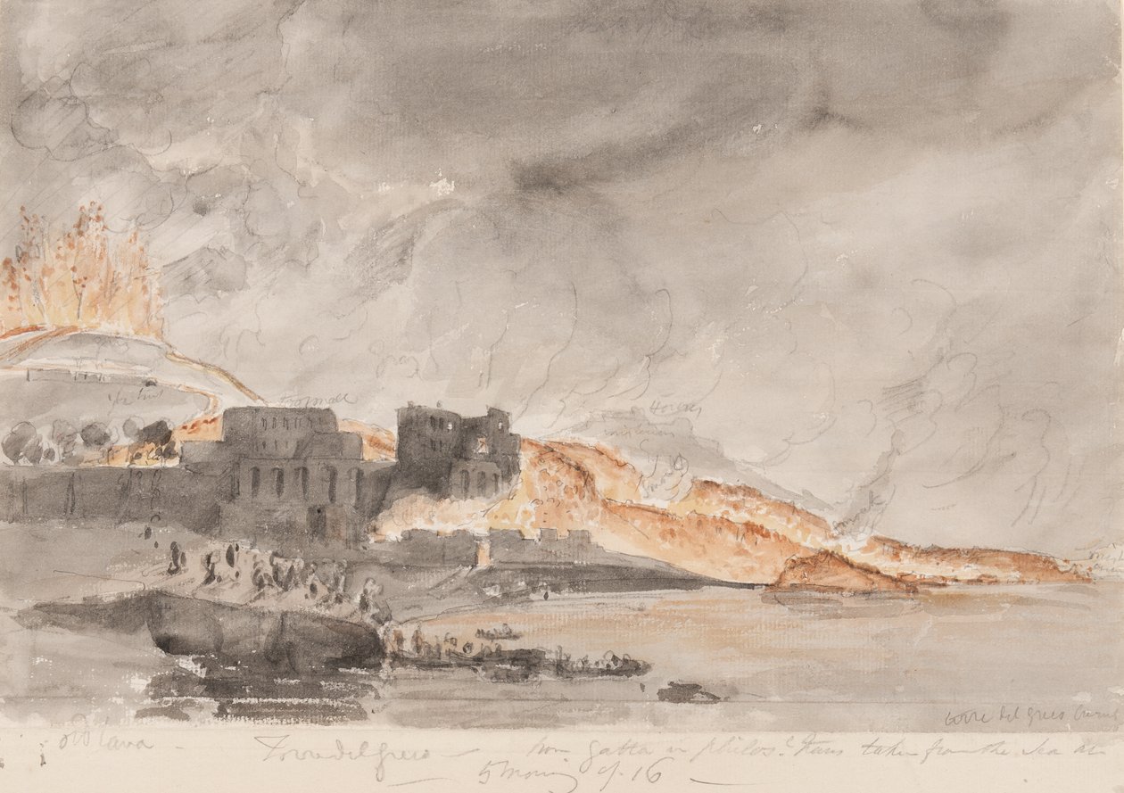 Erupce Vesuvu, 1794 (tužka a wc na papíře) od Edward Swinburne