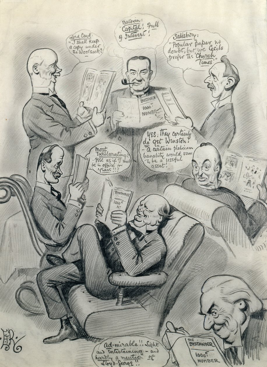 The Bystander 1000th Number s Lord Cave (1856-1928), Stanley Baldwin (1867-1947), Lord Salisbury (1861-1947), Herbert Asquith (1852-1928) a Winston Churchill (1874-1965) od Edward Tennyson Reed
