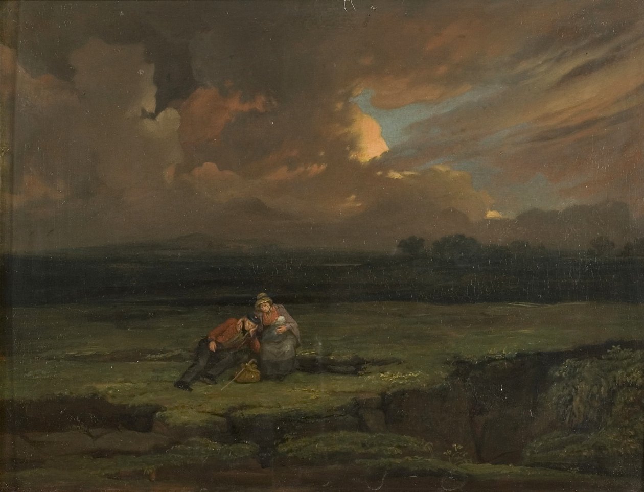 Voják a jeho žena a dítě v bouřlivé krajině od Edward Villiers Rippingille