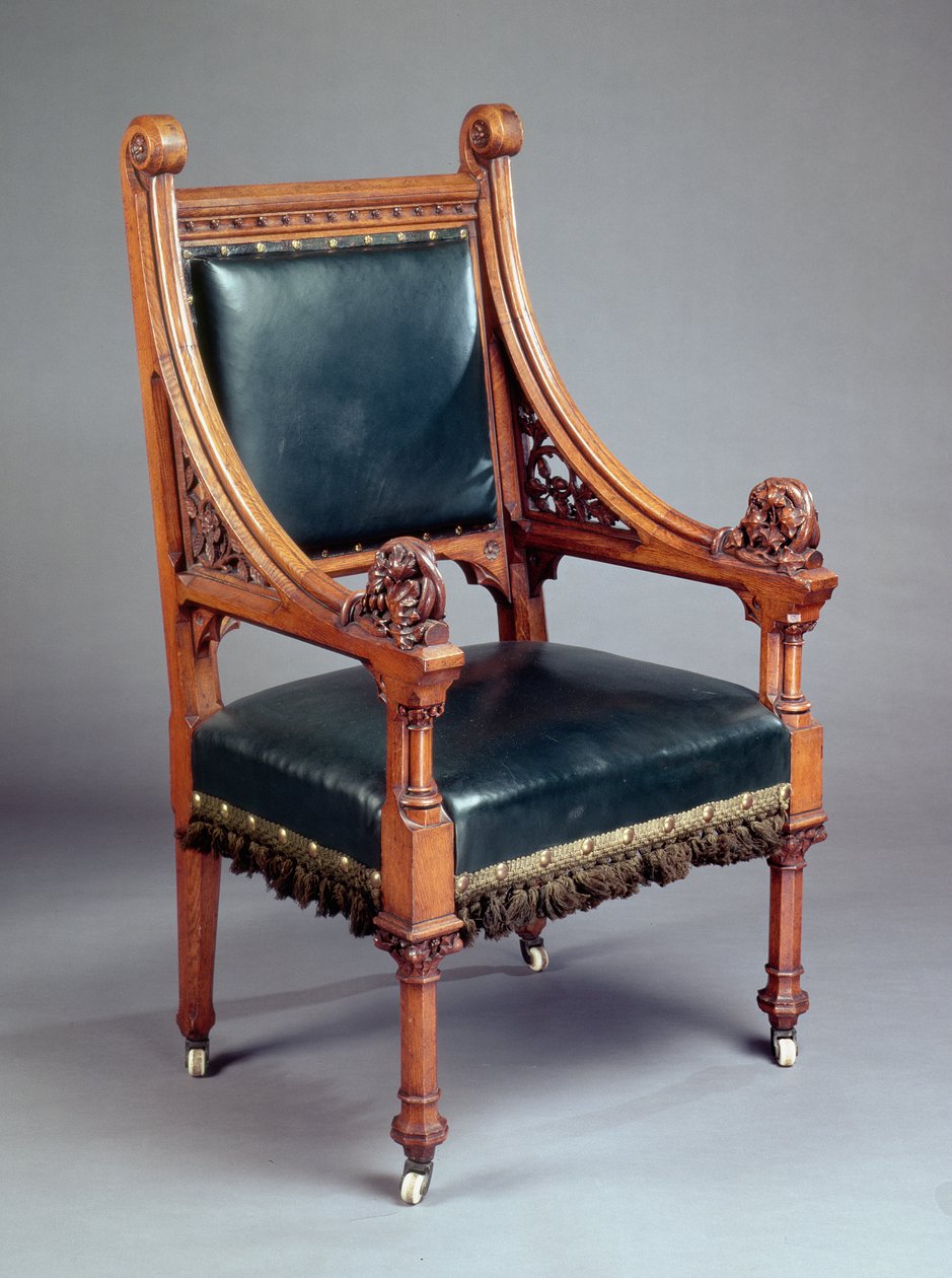Židle, pravděpodobně vyrobena Crace (dubové dřevo) od Edward Welby Pugin