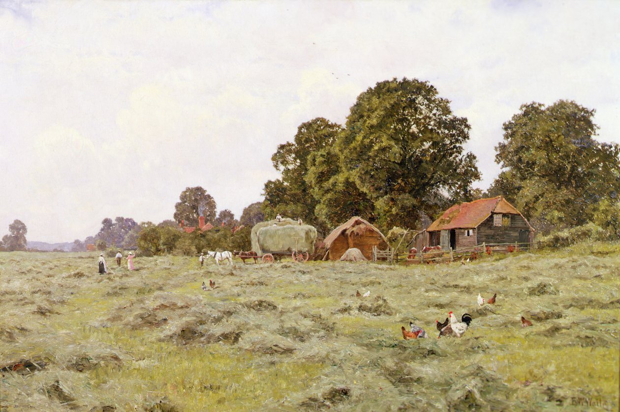 Výroba sena v Fittleworth, Sussex (olej na plátně) od Edward Wilkins Waite