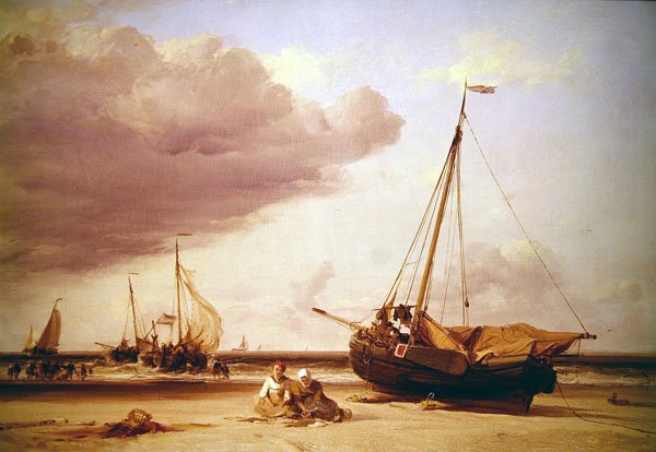 Plážová scéna (olej na plátně) od Edward William Cooke
