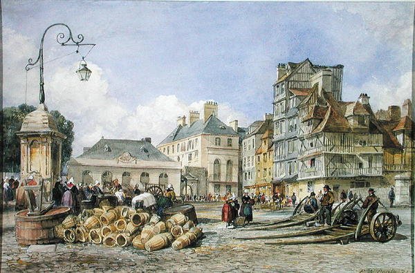 Tržní náměstí na kontinentu (akvarel na papíře) od Edward William Cooke
