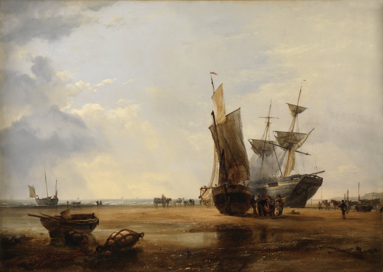 Brig on Sands: Vessels on the Sands v Hastings, 1836 od Edward William Cooke