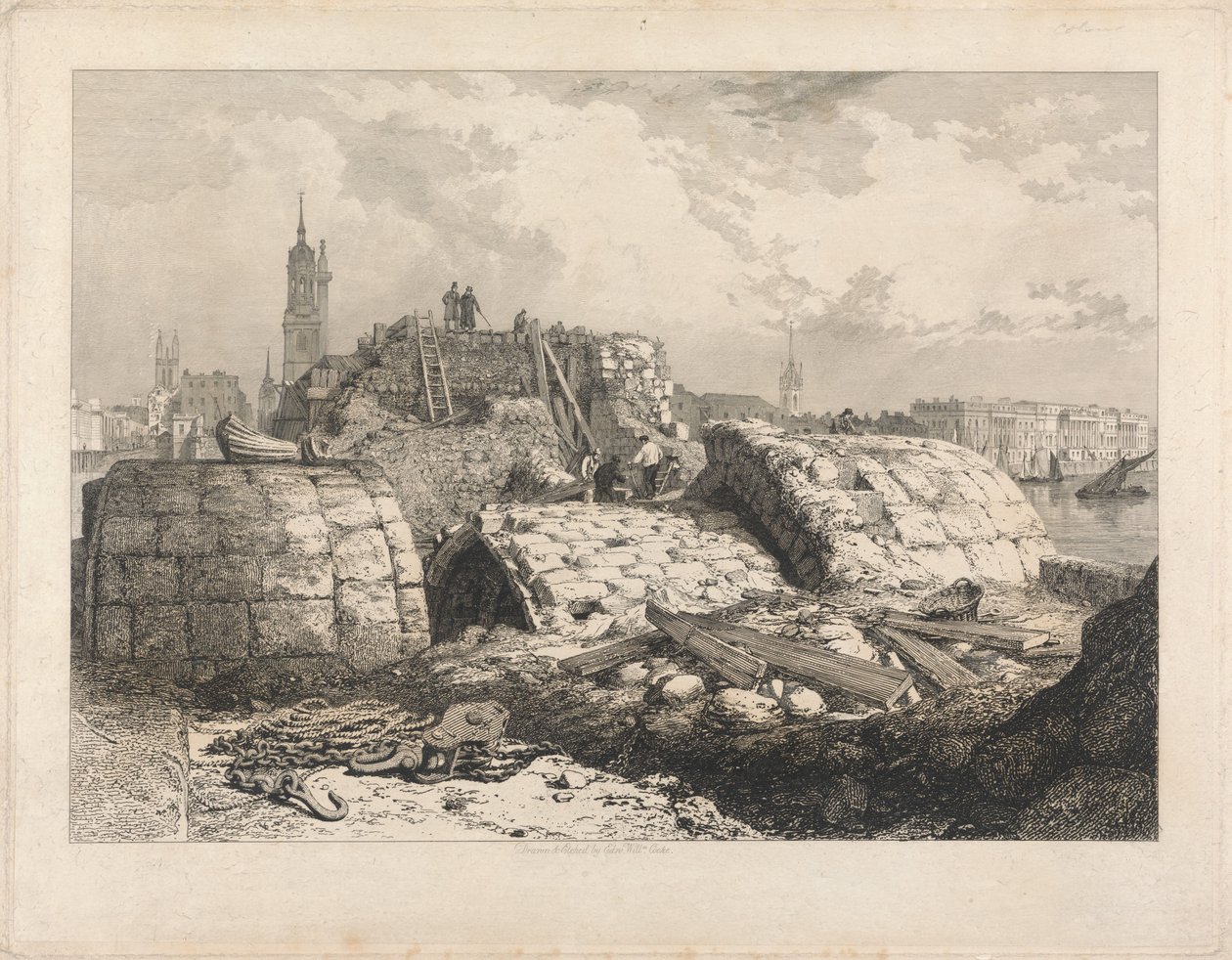 London Bridge - demolice od Edward William Cooke