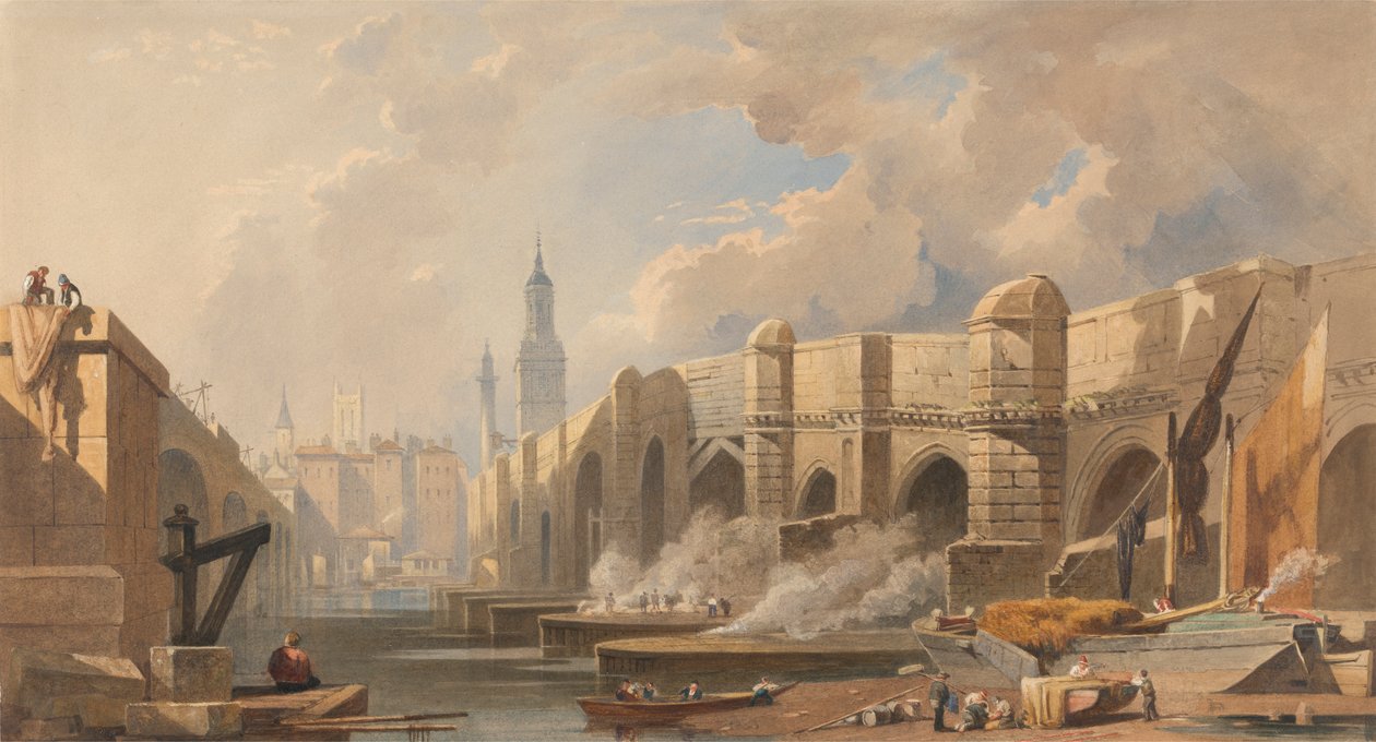 Starý a Nový London Bridge od Edward William Cooke
