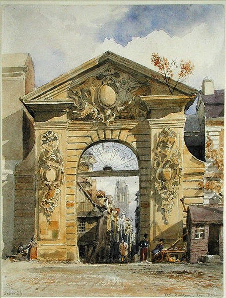 Porte Guillaume Leon, Rouen (akvarel na papíře) od Edward William Cooke