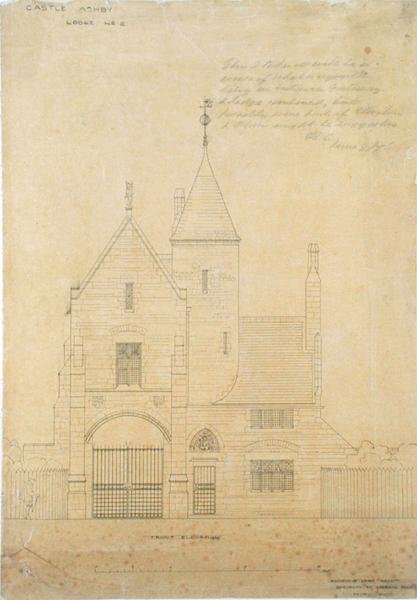 Přední pohled na hrad Ashby, domek č.2 od Edward William Godwin