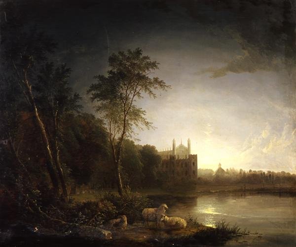 Měsíčný pohled na Eton College (olej na plátně) od Edward Williams