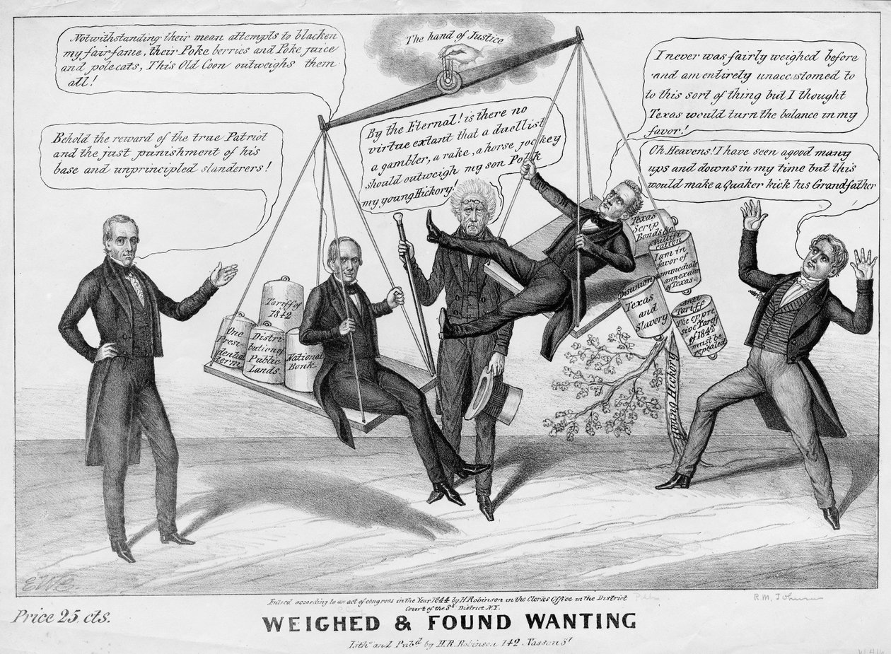 Weighed und found missing, publikoval H R Robinson, New York, 1844 od Edward Williams Clay