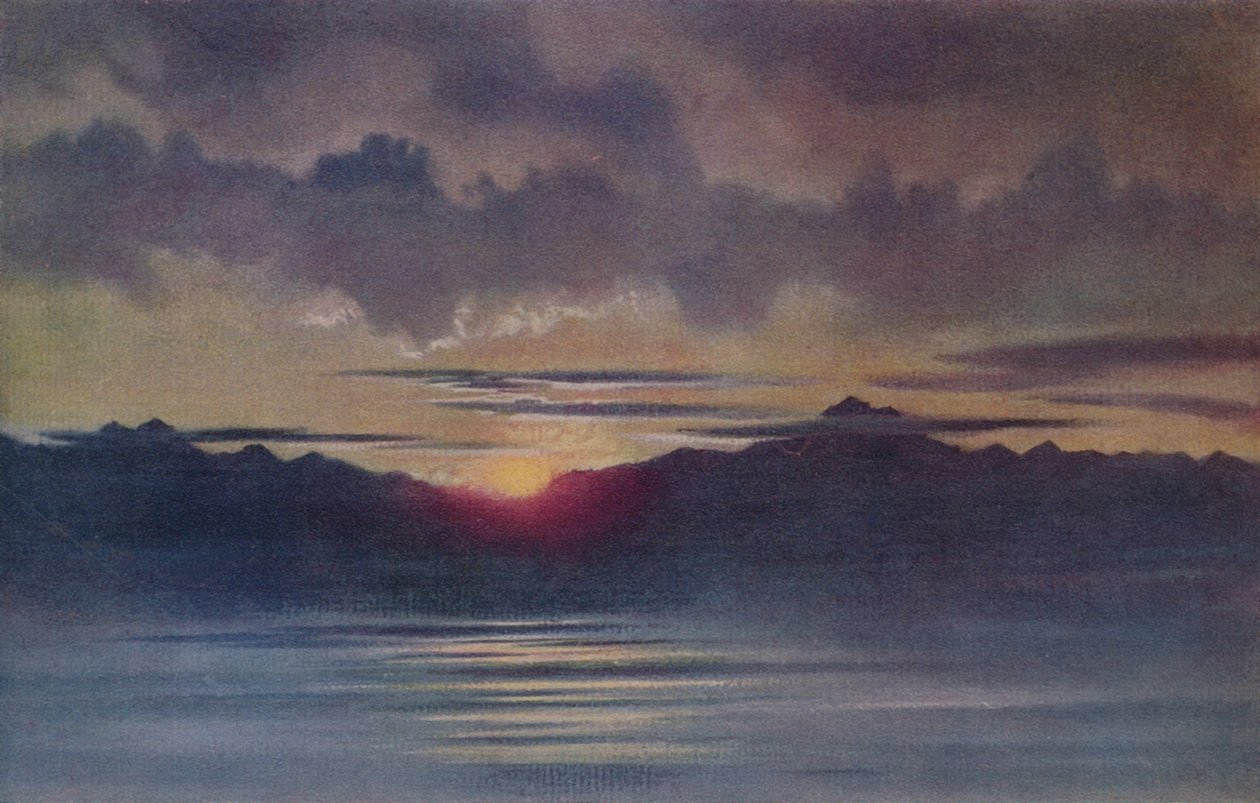 Dubnový západ slunce z Hut Point, Looking West, 1911, 1913 od Charles Edward Wilson