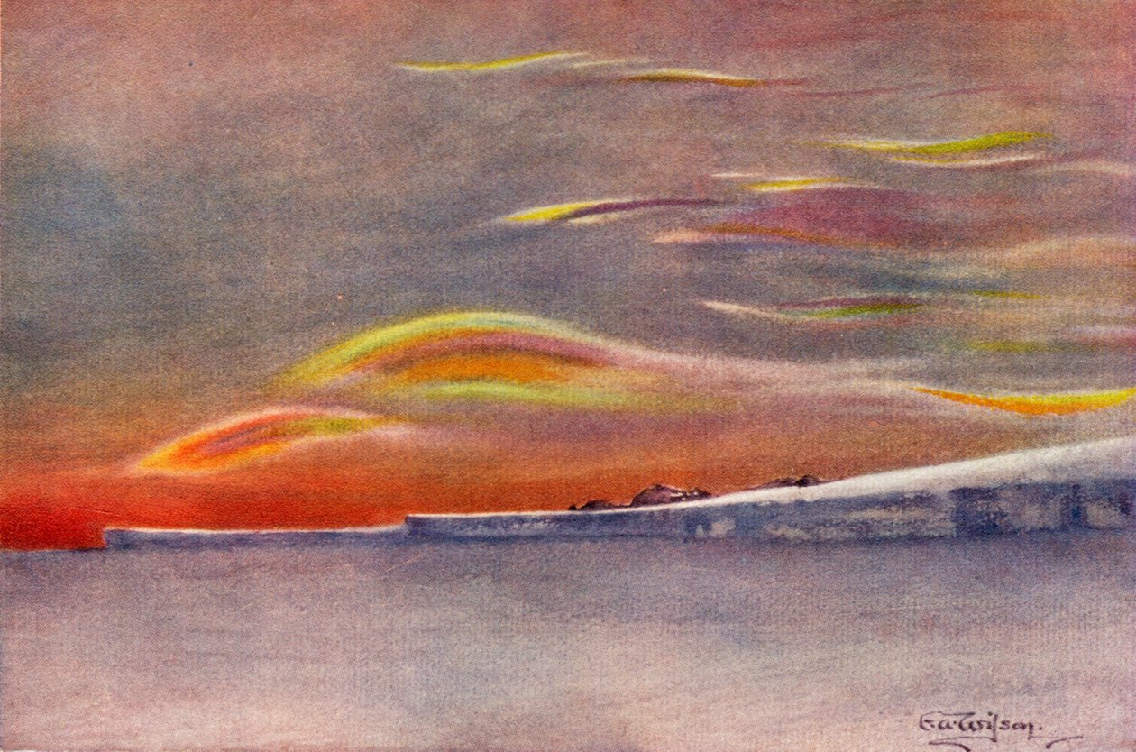 Iridescent Clouds: Looking North from Cape Evans, 1911, 1913 od Charles Edward Wilson