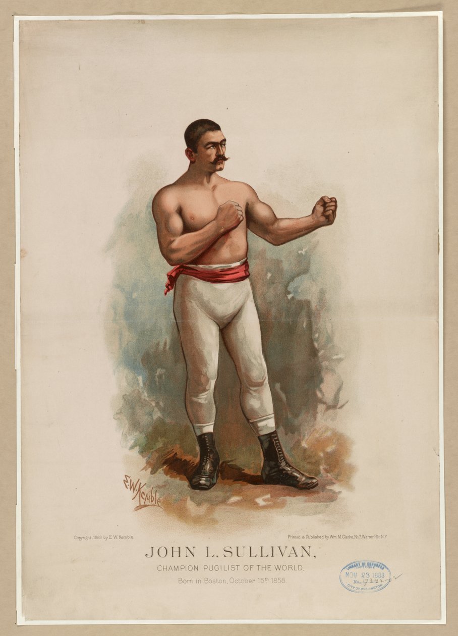 John L. Sullivan, mistr světa v boji, c. 1883 (chromolitograf) od Edward Windsor Kemble