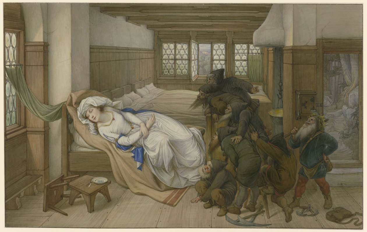 Trpaslíci najdou Sněhurku spící, 1874. od Edward von Steinle