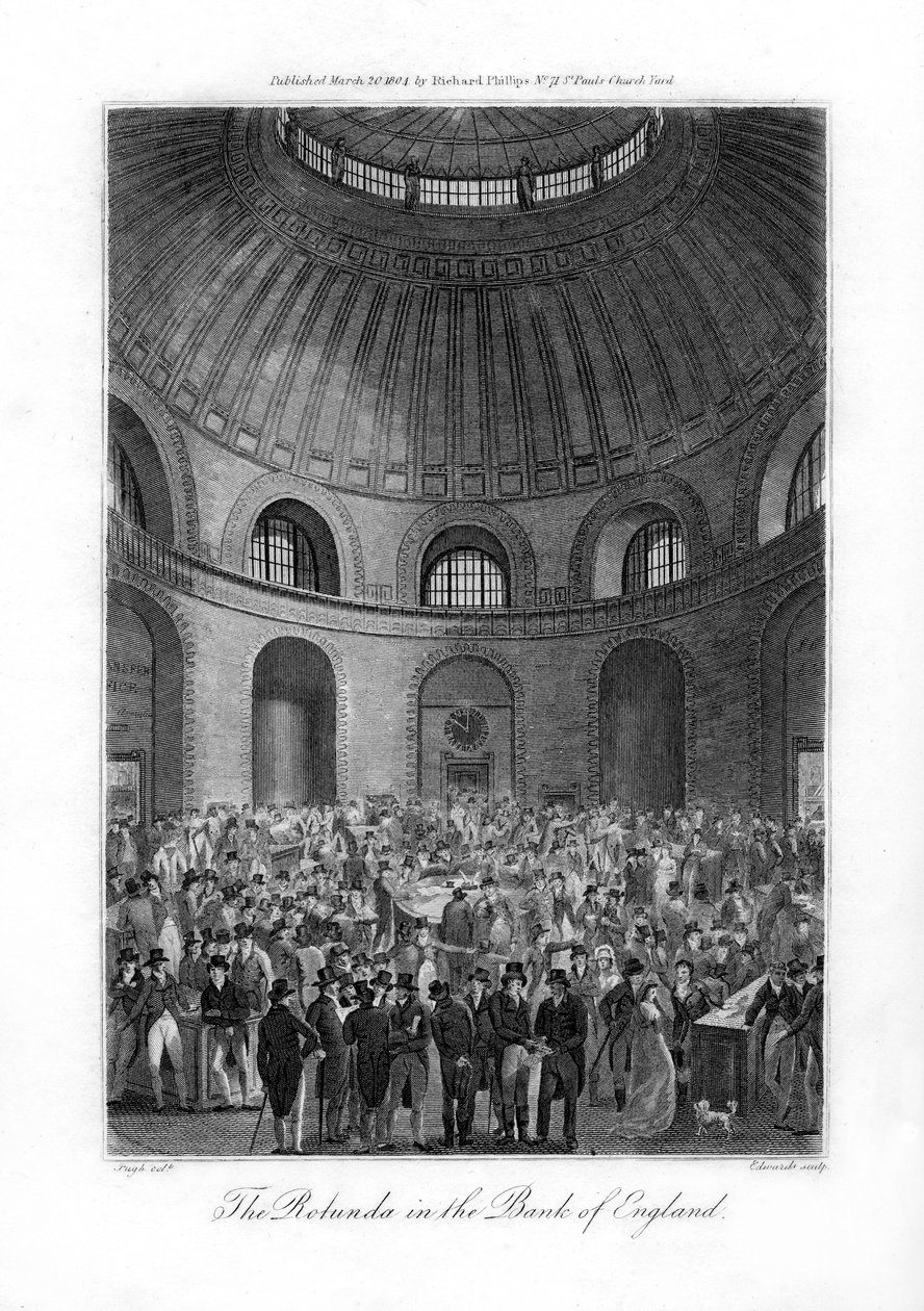 Rotunda v Bank of England, Londýn, 1804. od Edwards