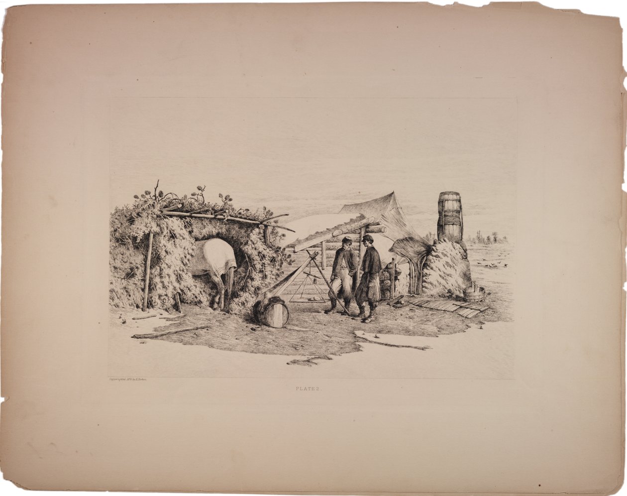 Komisařské ubikace v zimním táboře, 1876 od Edwin Austin Forbes
