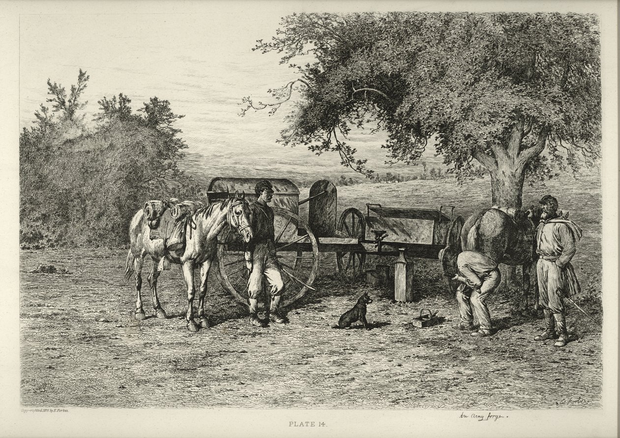 Armádní kovárna od Edwin Austin Forbes