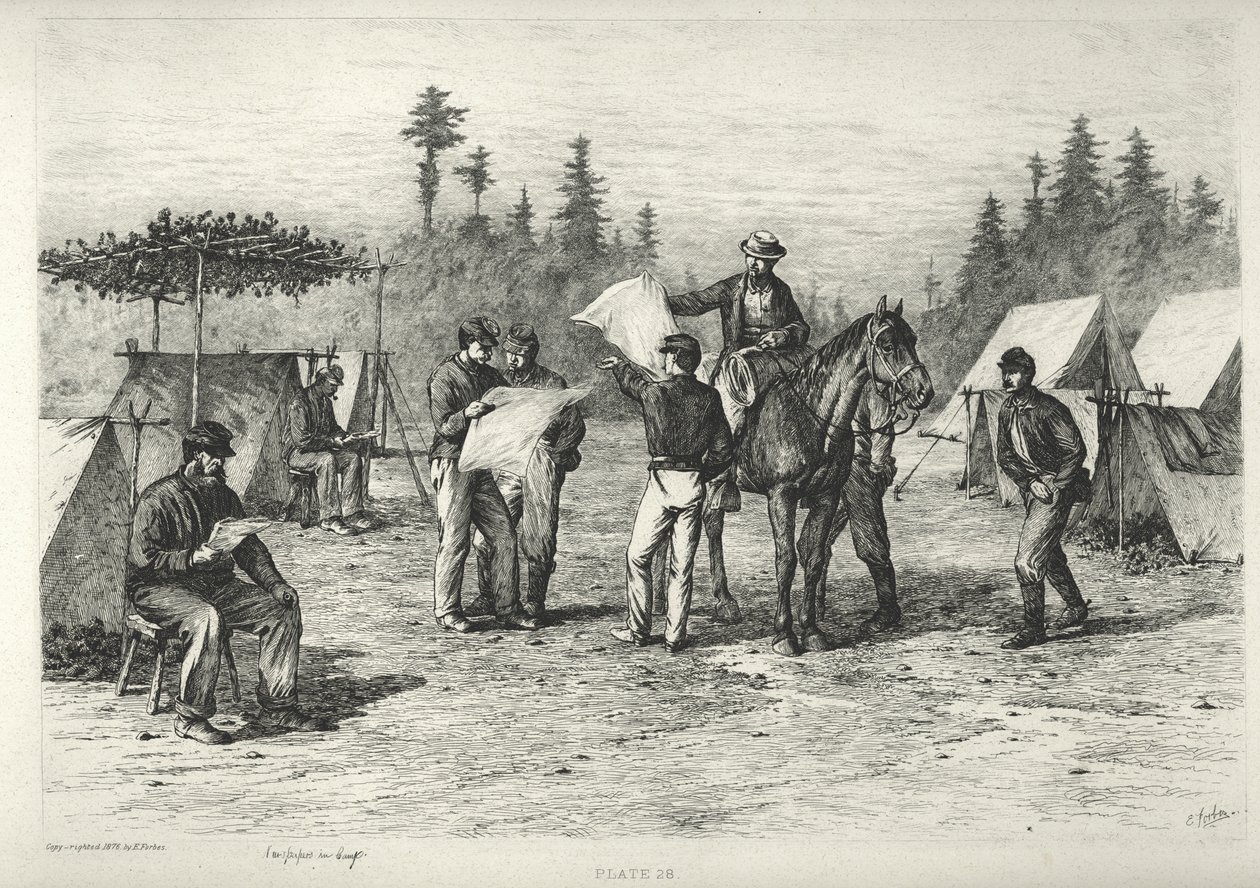 Noviny v táboře od Edwin Austin Forbes