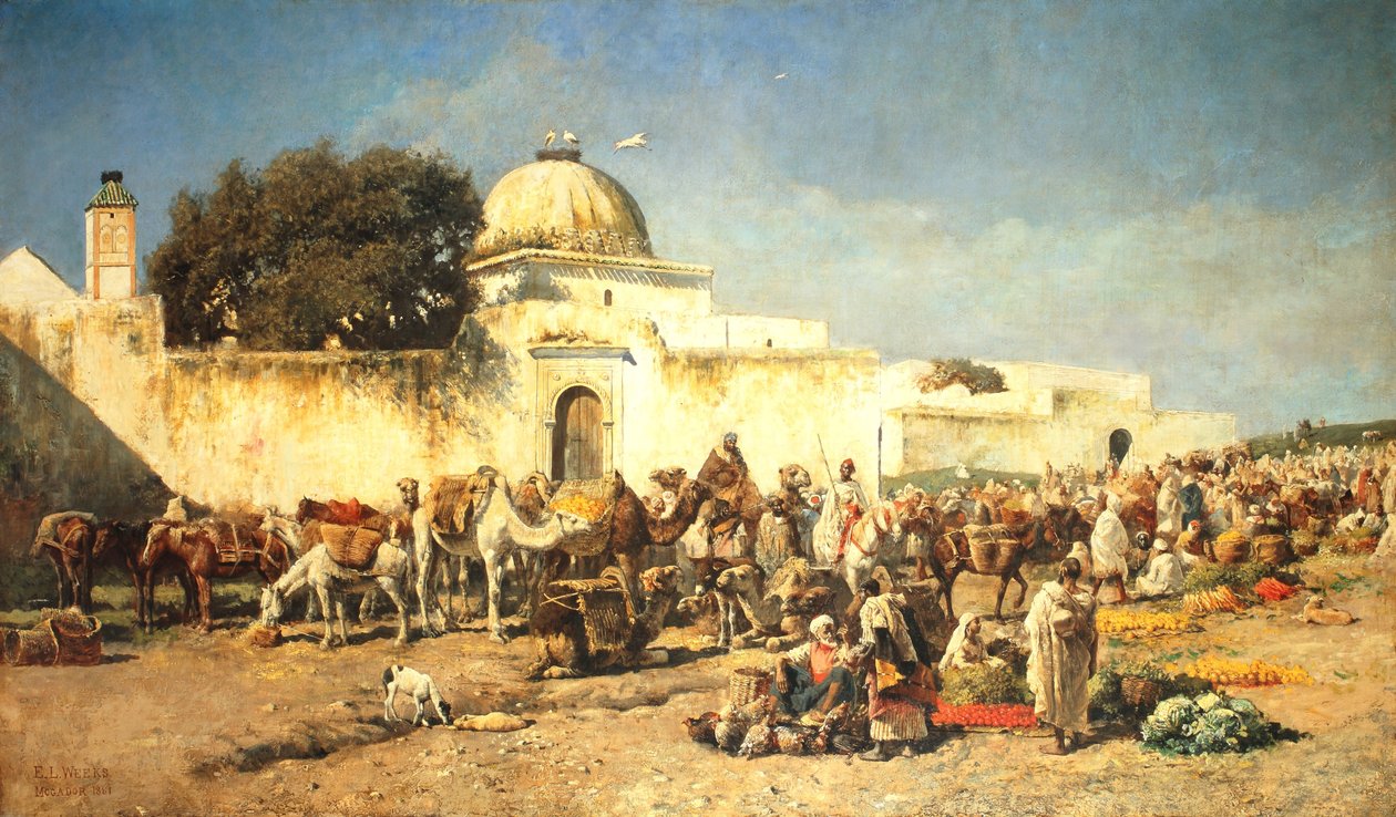 Trhová scéna v Mogadoru, 1881 od Edwin Lord Weeks