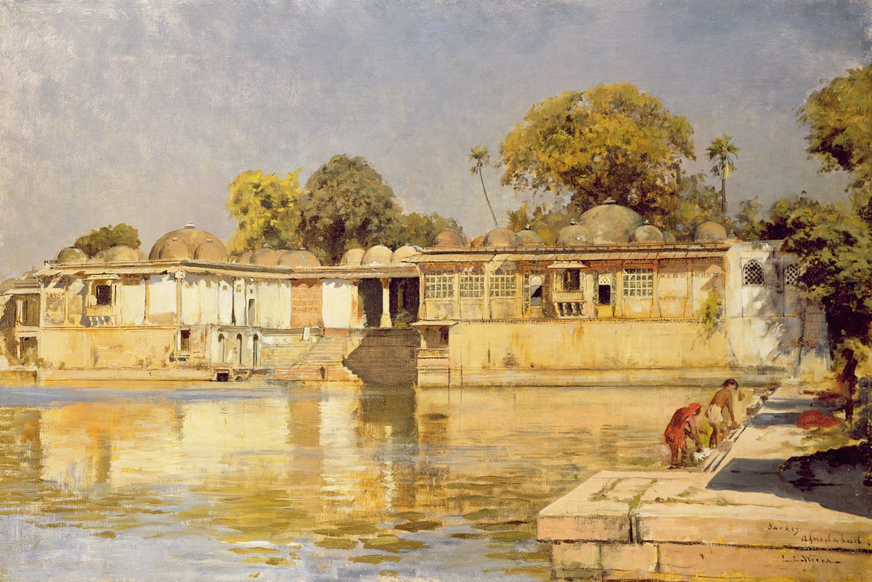 Palác a jezero v Sarkeh, poblíž Ahmedabad, Indie, c.1882-83 od Edwin Lord Weeks