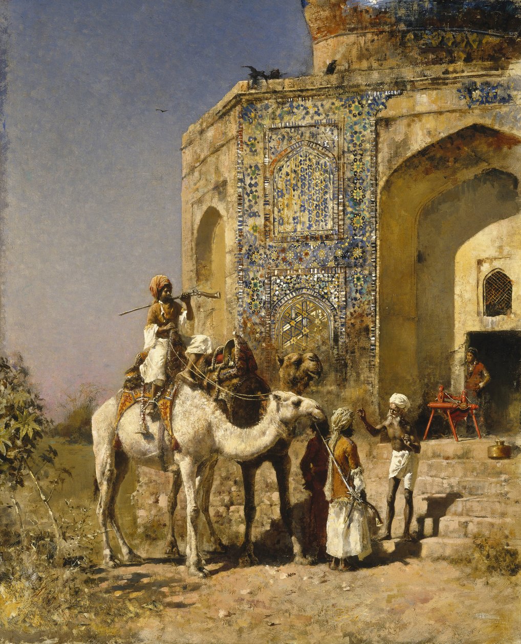 Stará mešita s modrou kachlí mimo Dillí, Indie od Edwin Lord Weeks